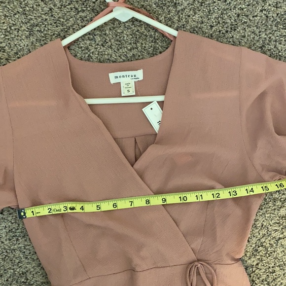 Dusty pink wrap flutter sleeve dress tie small NWT - Picture 9 of 9